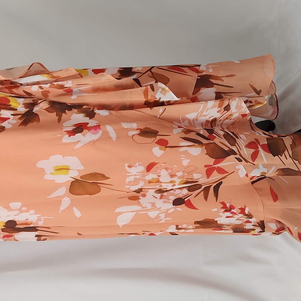 NWT Premier Amour Peach Floral Wrap Dress, size 16 - Picture 6 of 11
